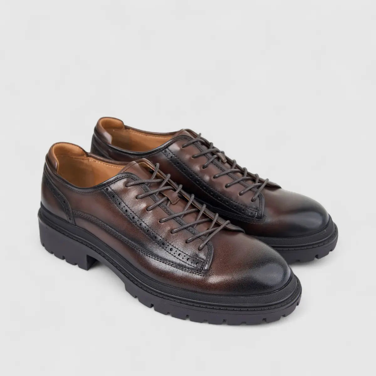 Formales Men's Leather Chunky Sole Lace Up FY266003 Brown FD13