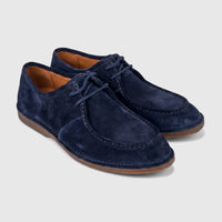 A pair of Formales Men's Suede Lace Up FD265013 Navy FD30 shoes in rich navy blue suede, presented from an angled view.