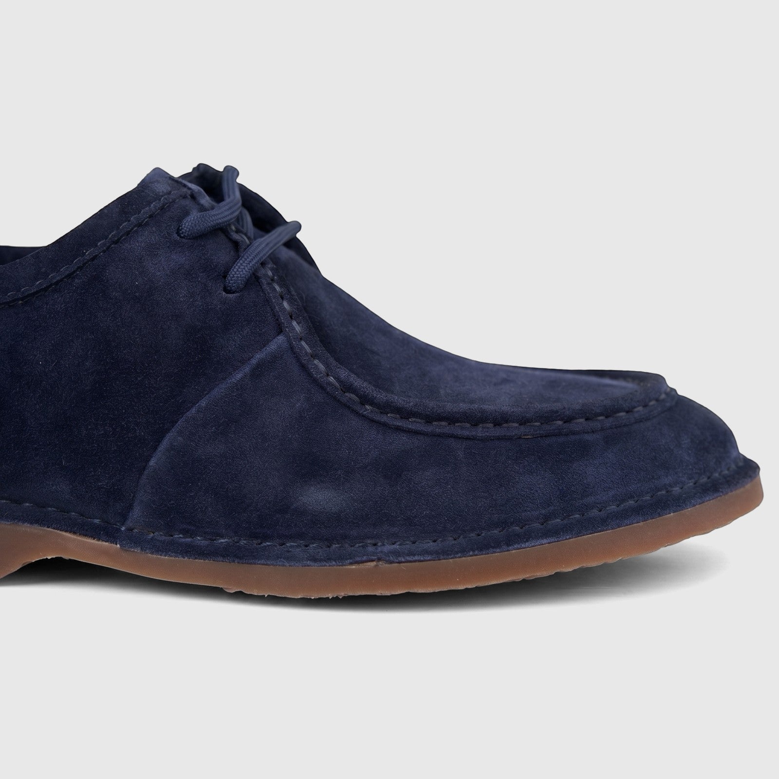 Formales Men's Suede Lace Up FD265013 Navy FD30 shoe, dark blue suede, side view showing laces and stitching.