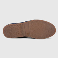 Bottom view of Formales Men's Suede Lace Up shoe, FD265013, featuring a textured brown rubber sole with embossed branding.