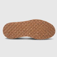 Bottom view of a Formales Men's Suede Sneaker 4744 Olive FC149, showing the brown textured sole with recycled material