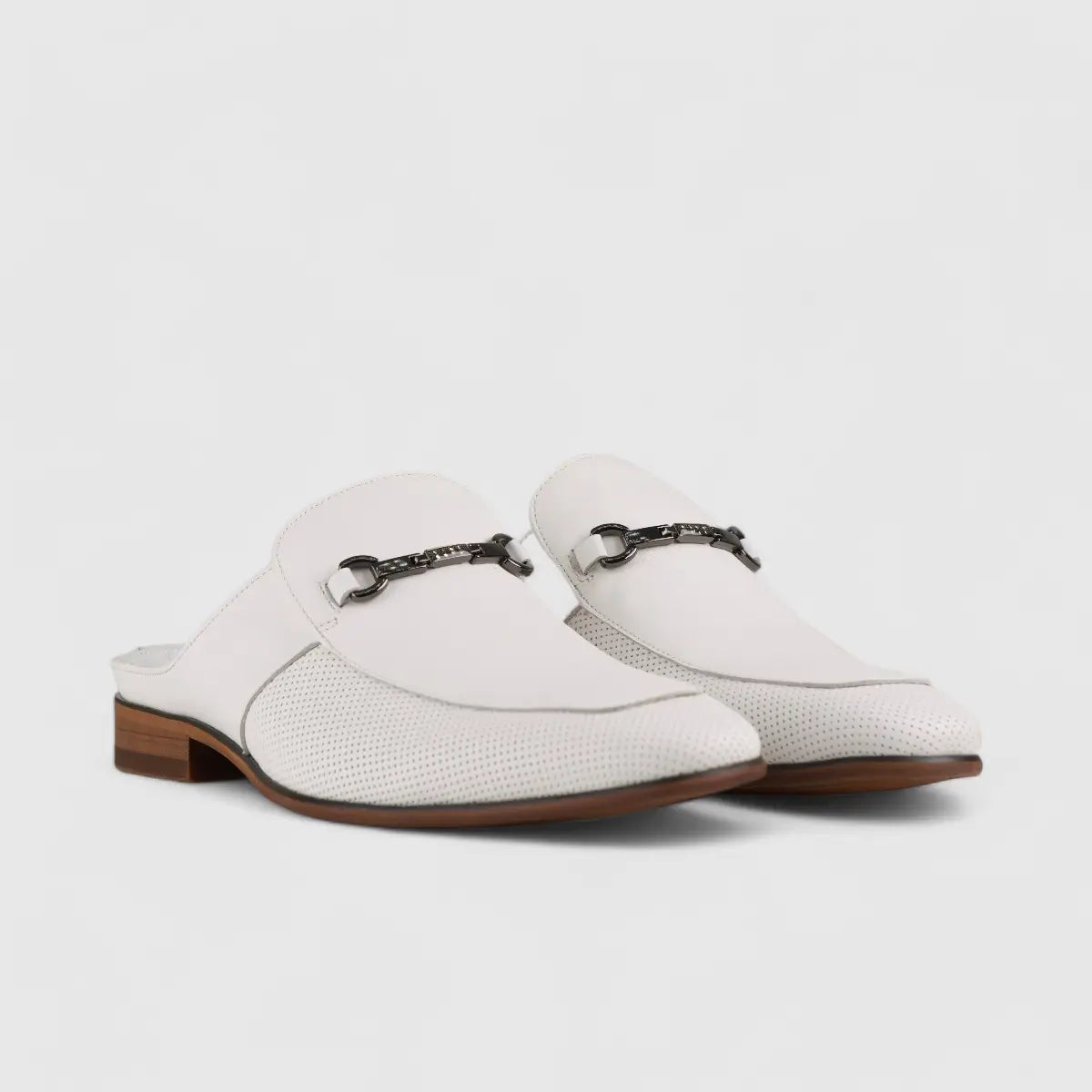 Formales Slip On Open Back White AS2302 Loafers | familyshoecentre