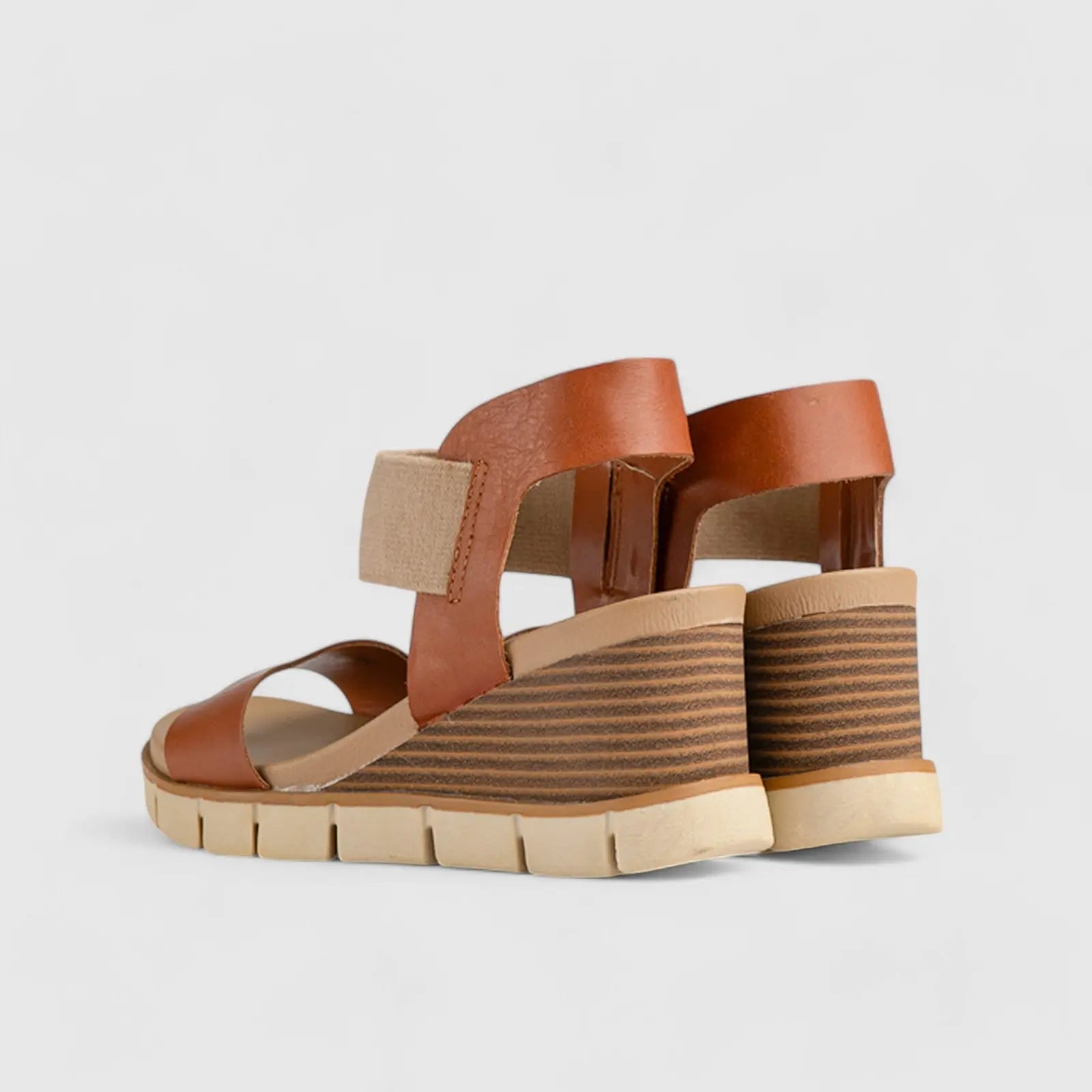 Freja Comfort Wedge Sandal Tan 01370 Wedges | familyshoecentre
