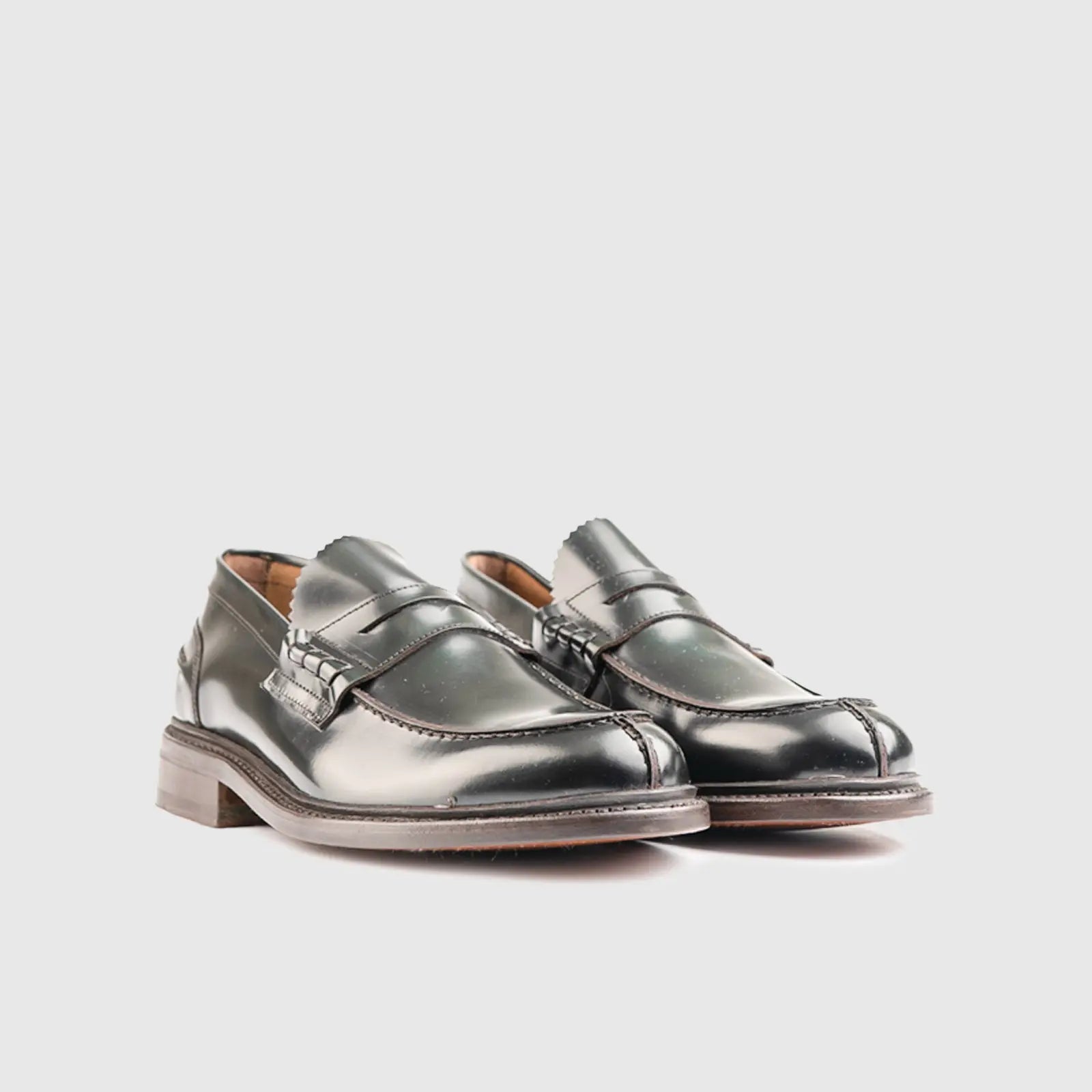 Goodyear Welt Split Toe Penny Loafer 11020 Black Loafers | familyshoecentre
