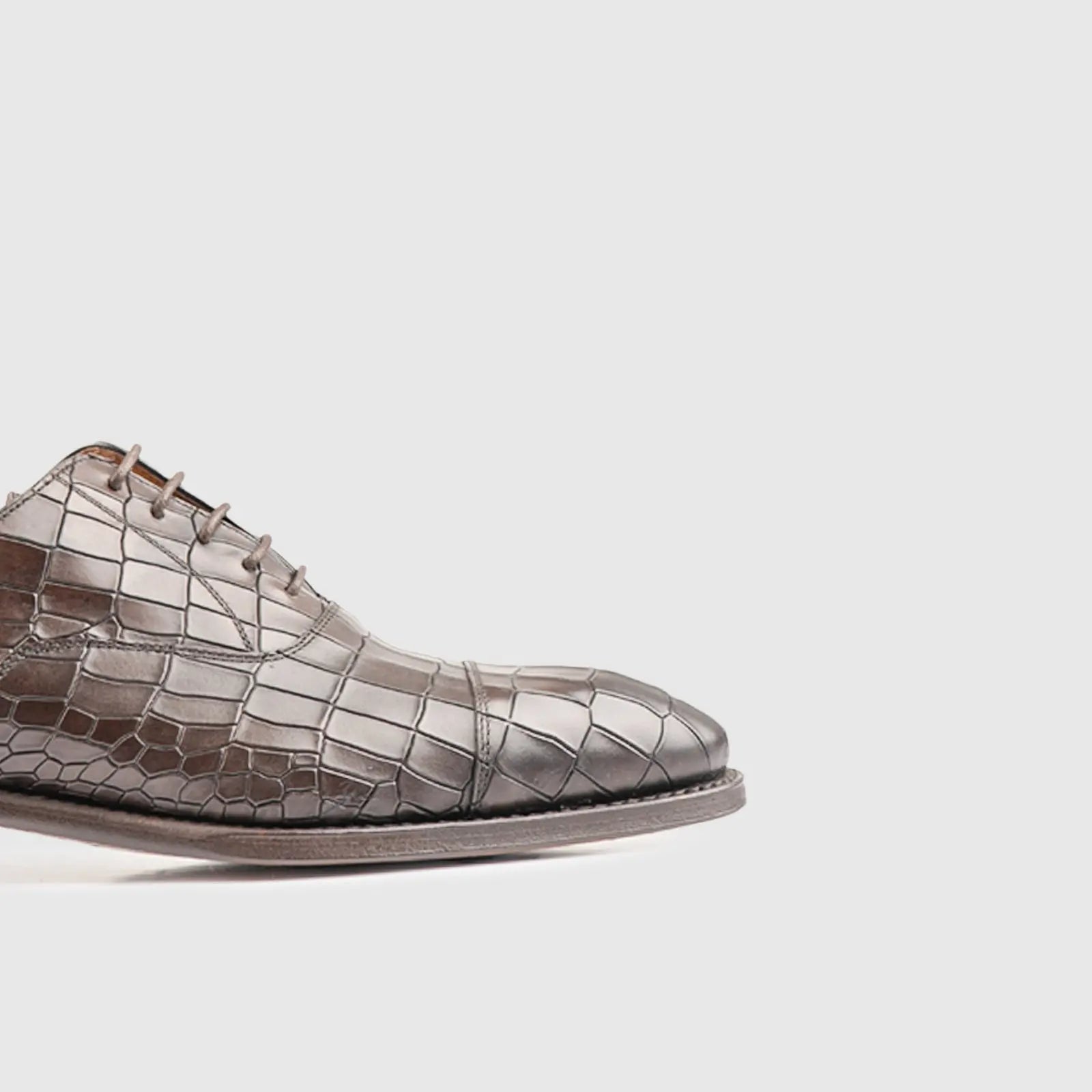 Goodyear Welt Straight Cap Oxford 5217 Brown Croc Oxfords | familyshoecentre