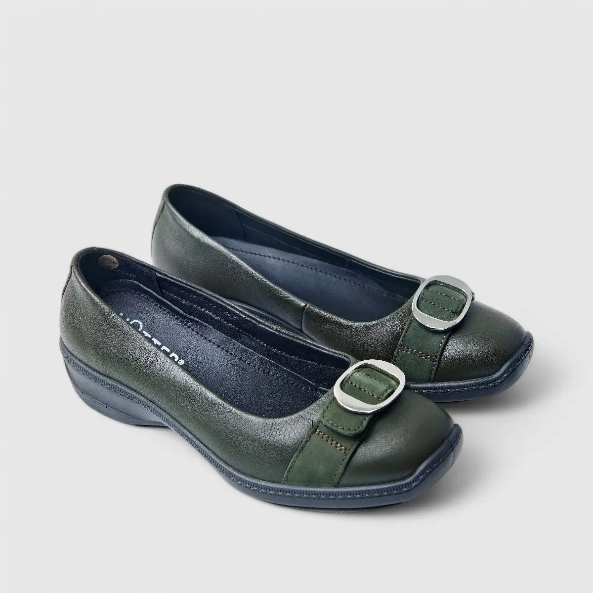 Hotter Grace Comfort Shoe Green Pumps | familyshoecentre