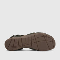 Hotter Ladies Comfort Fisherman Sandal Carpa Khaki HT109, showcasing the brown sole with grid pattern and 'Hotter' branding.