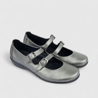 Hotter Ladies Comfort Pump Promise With Twin Buckle Mary Jane Pewter HT99