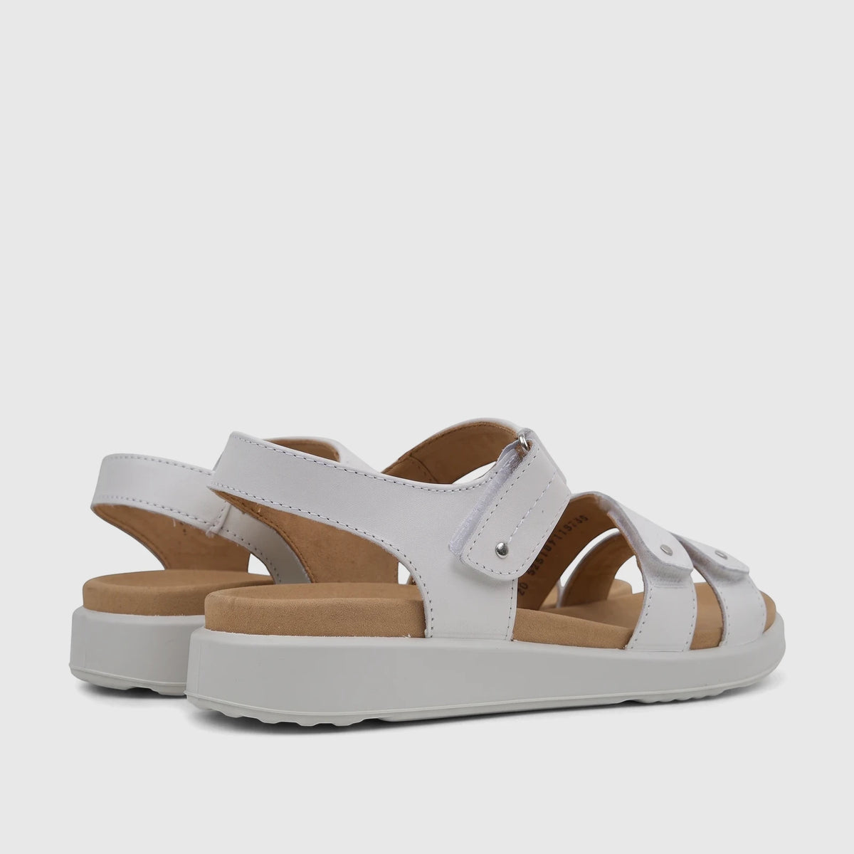 White Hotter Ladies Comfort Sandal Venice HT111, featuring multiple straps with velcro fasteners and a tan insole, viewed