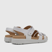 White Hotter Ladies Comfort Sandal Venice HT111, featuring multiple straps with velcro fasteners and a tan insole, viewed