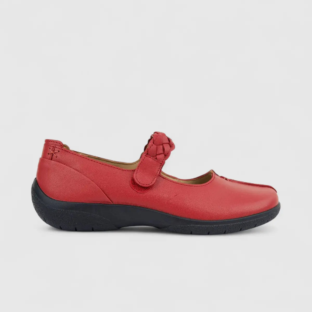 Hotter Ladies Comfort Shake 2 Mary Jane With Velcro Red HT93