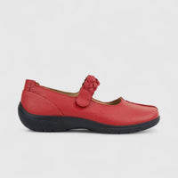 Hotter Ladies Comfort Shake 2 Mary Jane With Velcro Red HT93