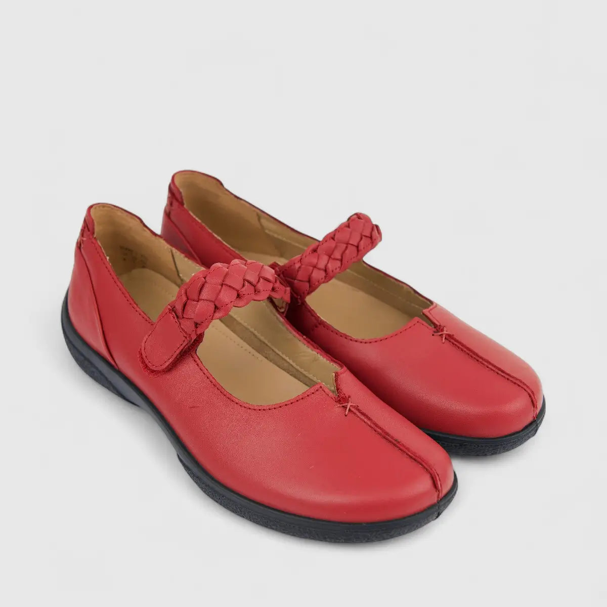 Hotter Ladies Comfort Shake 2 Mary Jane With Velcro Red HT93