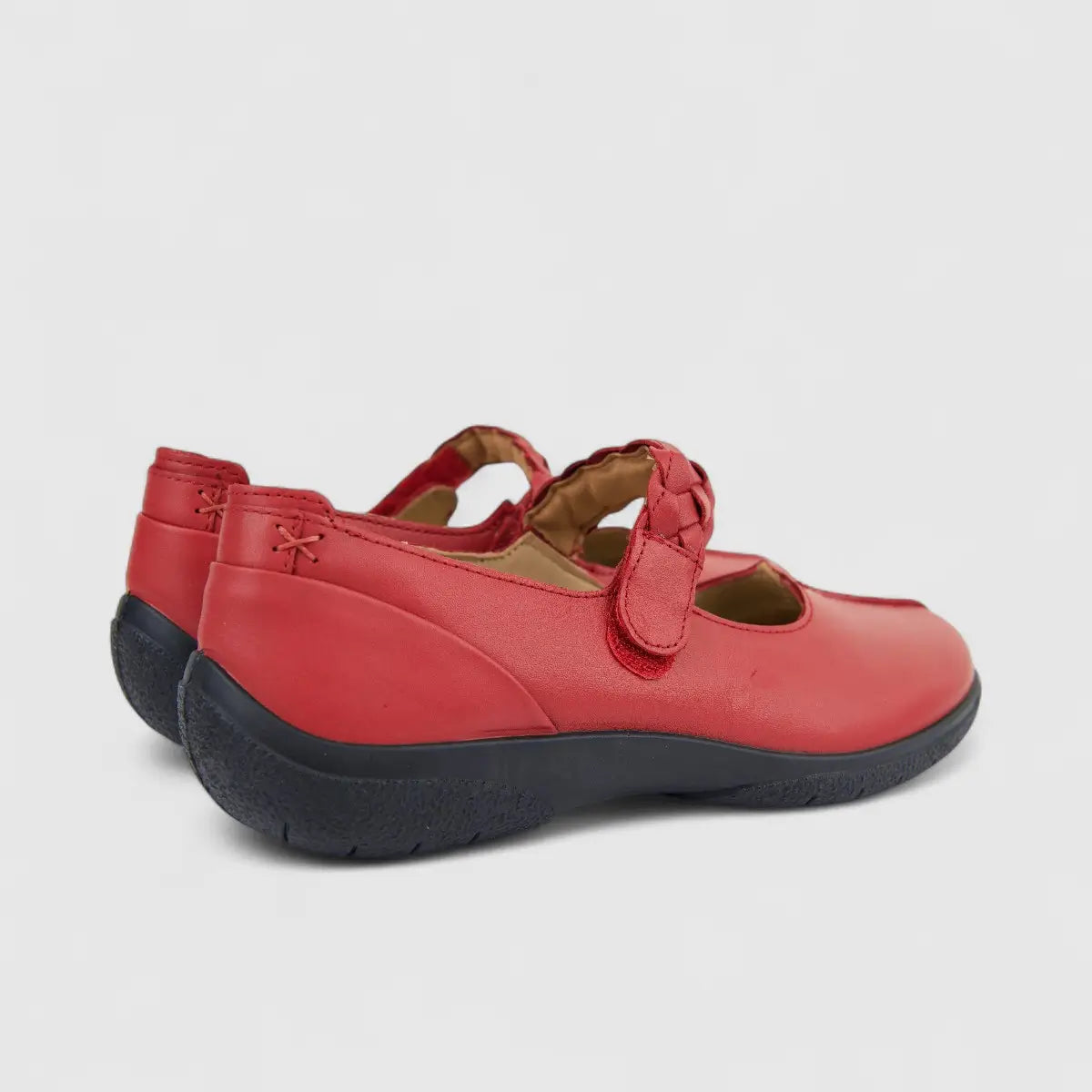 Hotter Ladies Comfort Shake 2 Mary Jane With Velcro Red HT93
