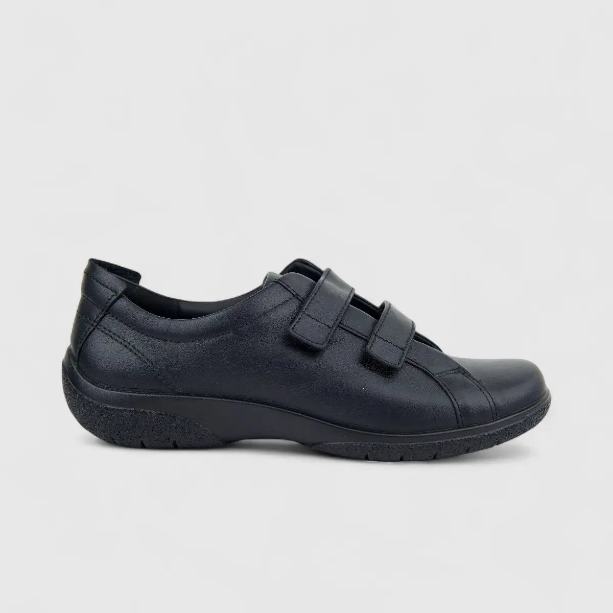 Hotter Ladies Comfort Shoe With Double Velcro Leap Wide Fit (EXF) Black HT94