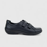 Hotter Ladies Comfort Shoe With Double Velcro Leap Wide Fit (EXF) Black HT94