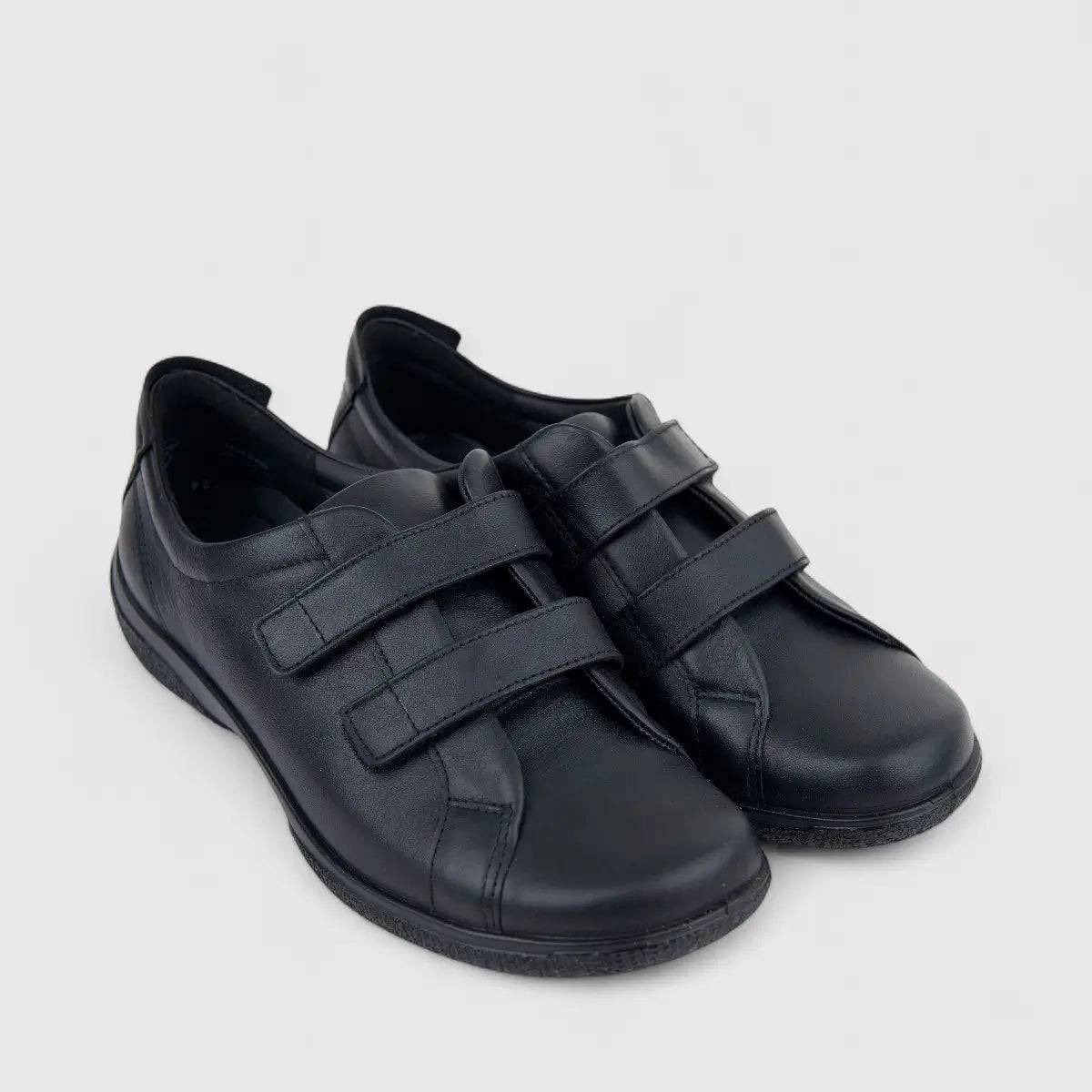Hotter Ladies Comfort Shoe With Double Velcro Leap Wide Fit (EXF) Black HT94