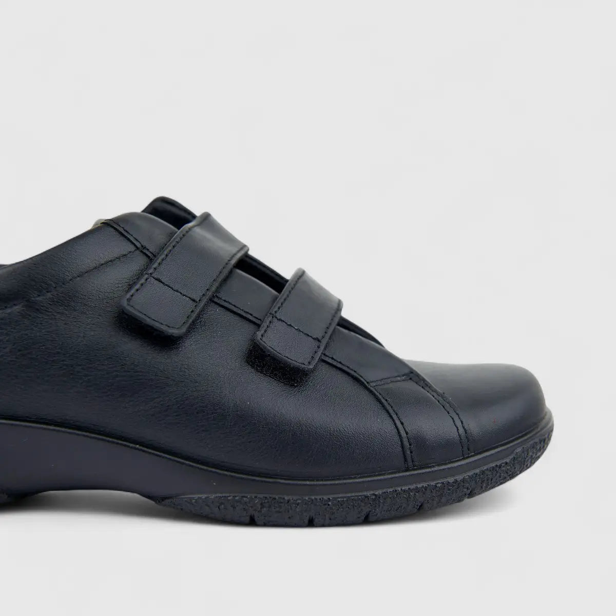 Hotter Ladies Comfort Shoe With Double Velcro Leap Wide Fit (EXF) Black HT94
