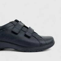 Hotter Ladies Comfort Shoe With Double Velcro Leap Wide Fit (EXF) Black HT94