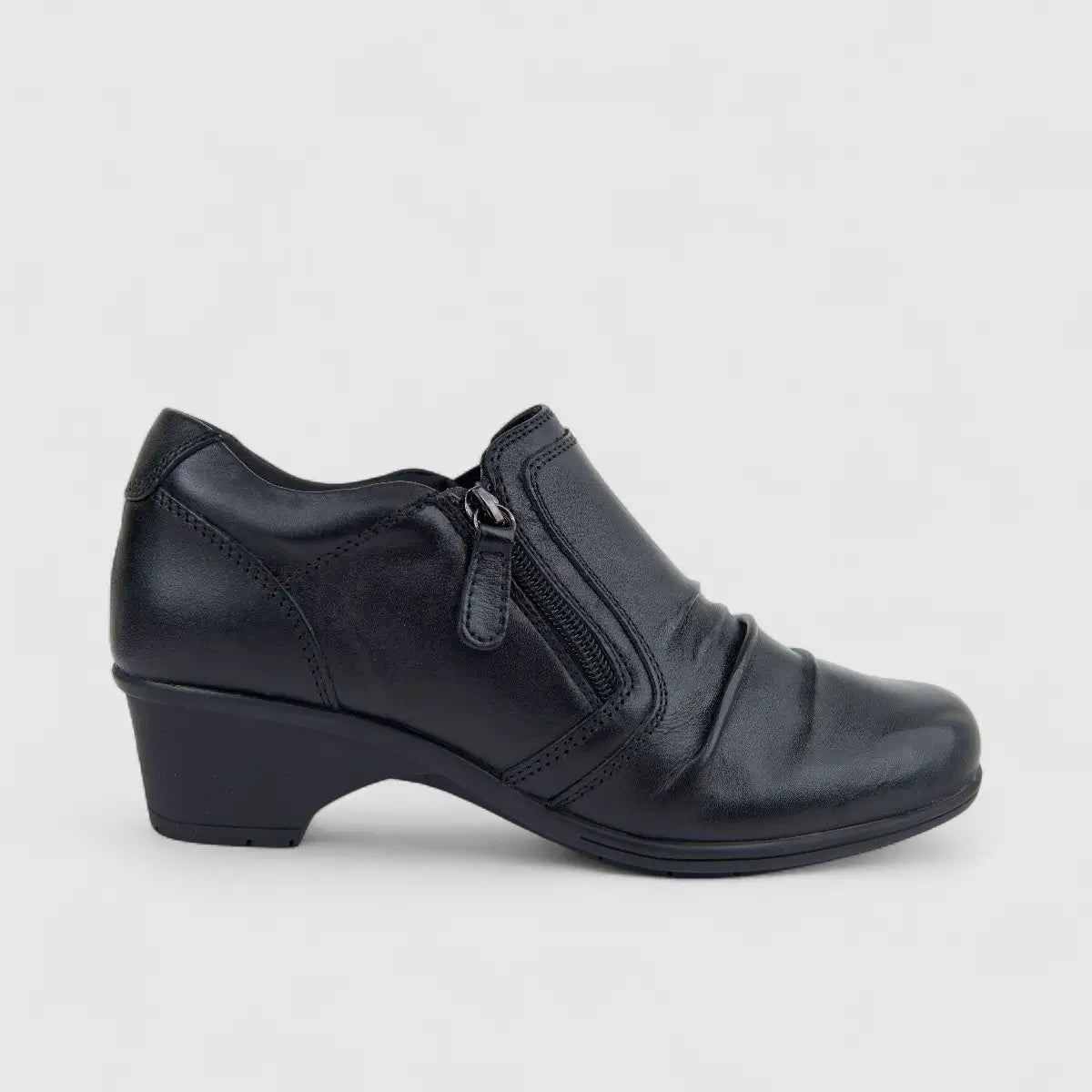 Hotter Ladies Comfort Sutton Heeled Shoe With Zip Black HT98
