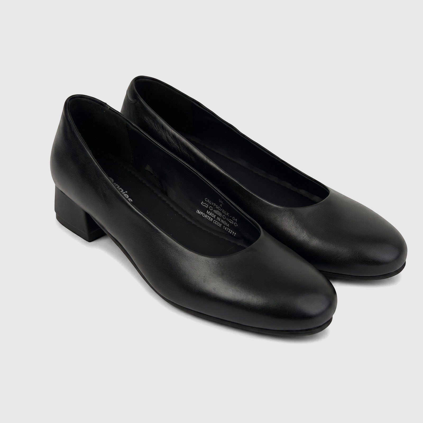 HP Ladies Comfort Block Heel HPL01462 Black HL286 shoes, featuring a sleek black finish and comfortable block heels, shown
