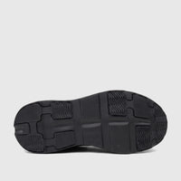Bottom view of the HP Ladies Comfort Sneaker Maxene HPL01354 Black HL287, highlighting its black sole with a unique