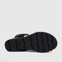 HP Ladies Comfort Wedge Sandal Nyx in black, shown from the bottom view with a chunky zig-zag sole.