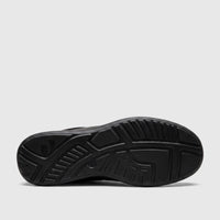 Black sole of an HP Men's Comfort Lace Up Stefan shoe, showcasing the durable rubber outsole texture and branding.