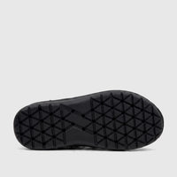 Black sole of an HP Men's Comfort Fisherman Sandal, showing the textured triangular pattern for grip and traction.