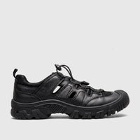 HP Men's Comfort Sandal Elio HPM01054 in black, presented in a side profile view, showcasing its design.