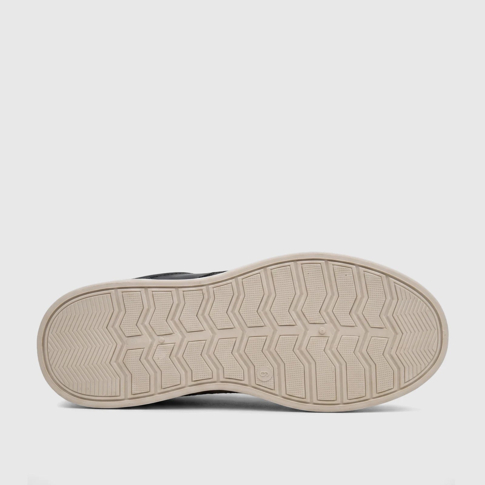 Bottom view of an HP Men's Comfort Sneaker Styling HPM01029 Beige Flyknit HP318 shoe, showcasing its textured sole pattern.