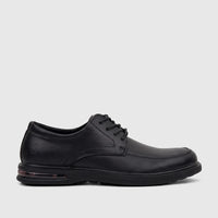 HP Men's Dress Lace Up Patrick HPM01021 Black leather shoe, showcasing a classic design, detailed laces, and an air cushion