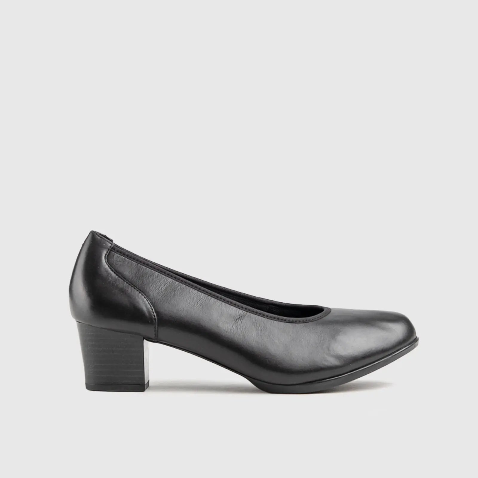 Hush Puppies Ladies Comfort Block Heel Court HPL01078 Shimmer Black HL284