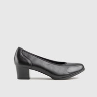 Hush Puppies Ladies Comfort Block Heel Court HPL01078 Shimmer Black HL284