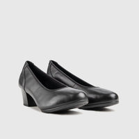 Hush Puppies Ladies Comfort Block Heel Court HPL01078 Shimmer Black HL284