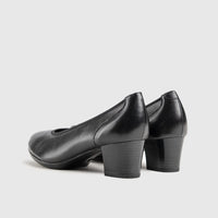 Hush Puppies Ladies Comfort Block Heel Court HPL01078 Shimmer Black HL284
