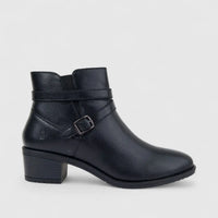 Hush Puppies Ladies Leather Ankle Boot HPL01473 Caltope Black DB42
