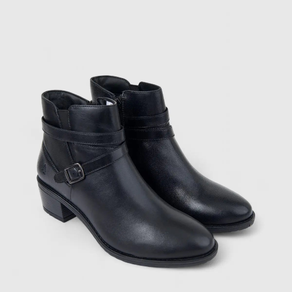 Hush Puppies Ladies Leather Ankle Boot HPL01473 Caltope Black DB42