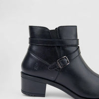 Hush Puppies Ladies Leather Ankle Boot HPL01473 Caltope Black DB42