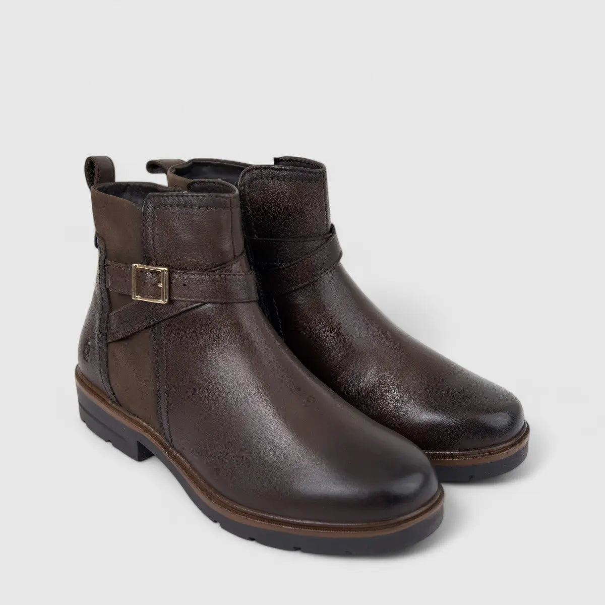 Hush Puppies Ladies Leather Ankle Boot HPL01477 Alana Whiskey DB43