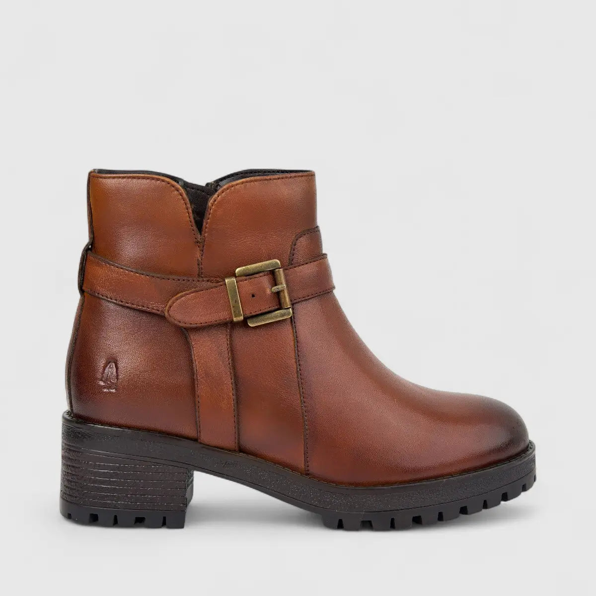 Hush Puppies Ladies Leather Ankle Boot HPL01487 Hazel Tan DB44