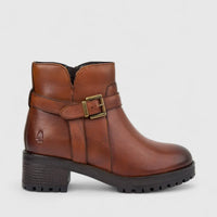 Hush Puppies Ladies Leather Ankle Boot HPL01487 Hazel Tan DB44