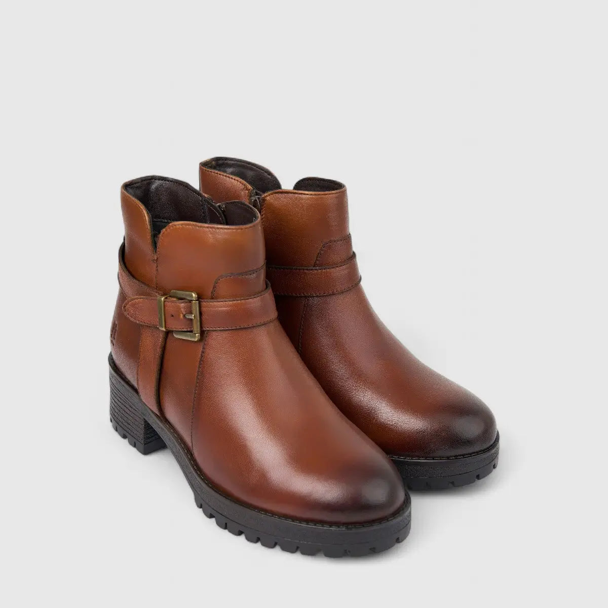 Hush Puppies Ladies Leather Ankle Boot HPL01487 Hazel Tan DB44