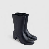 Hush Puppies Marisol Leather Mid-Calf Boots - Black
