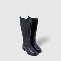 Hush Puppies Ladies Leather Long Boot HPL01486 Madi Black DB40