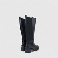 Hush Puppies Ladies Leather Long Boot HPL01486 Madi Black DB40