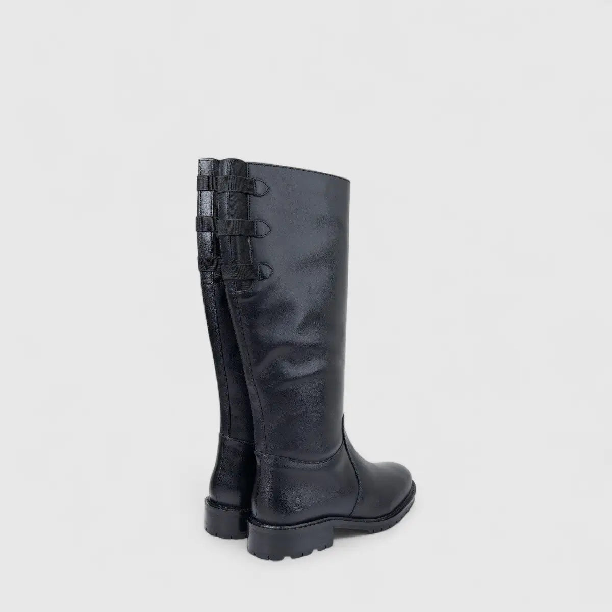 Hush Puppies Ladies Leather Long Boot Ruby HPL01490 Black DB38