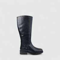 Hush Puppies Ladies Leather Long Boot Skylar HPL01489 Black DB36