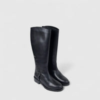 Hush Puppies Ladies Leather Long Boot Skylar HPL01489 Black DB36