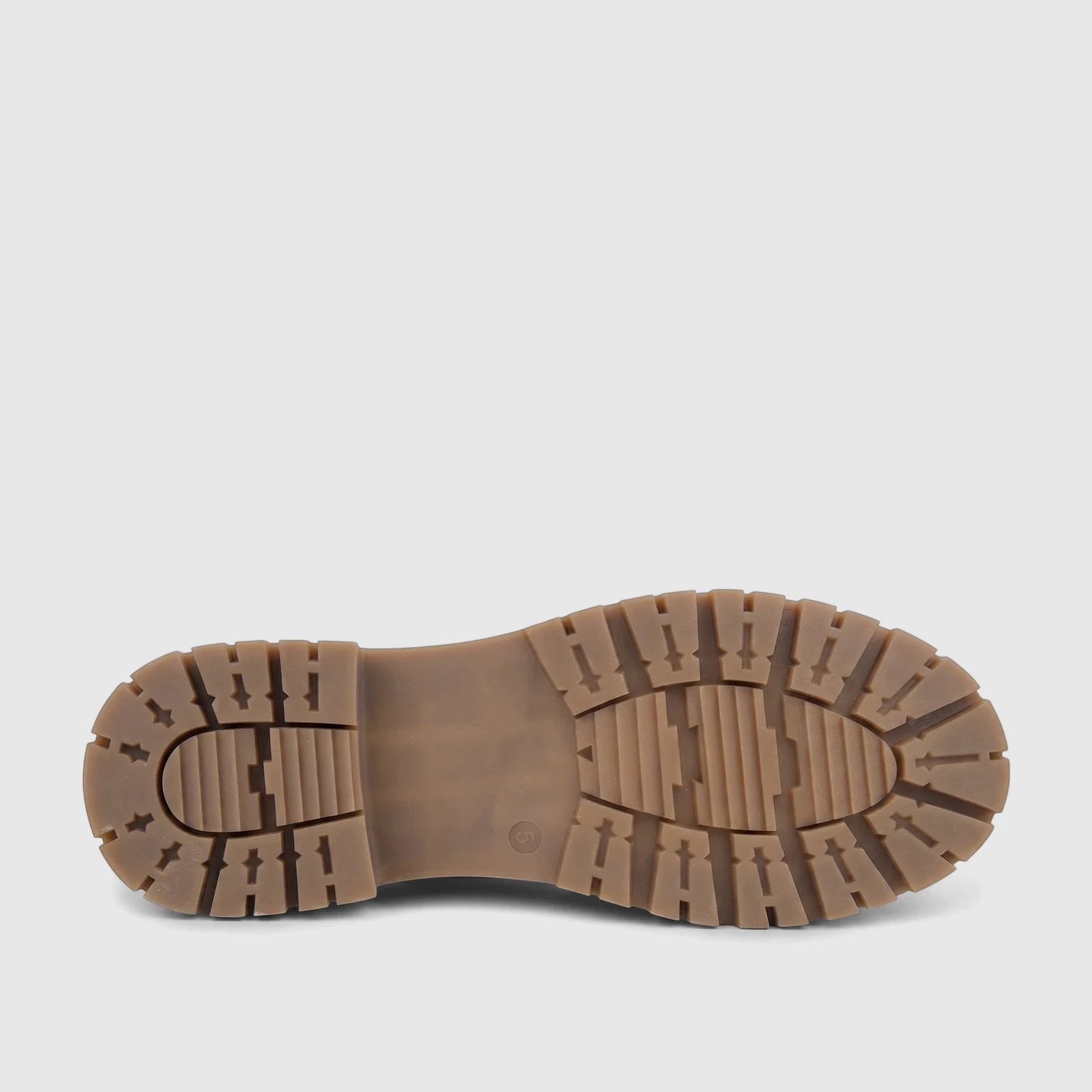 Underside view of a Hush Puppies Soft Style Ladies Loafer Lizbeth in light sage, showcasing the robust rubber sole and